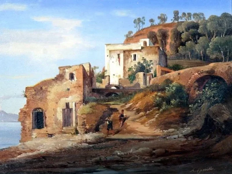 1818-Achille Carrillo - Vista della costa vicino a Sorrento